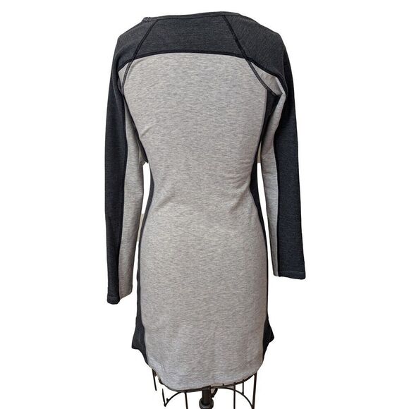 NWT ATHLETA Omega Dress Color Block Heather Grey White Body Con Long Sleeve  XS - Picture 2 of 5